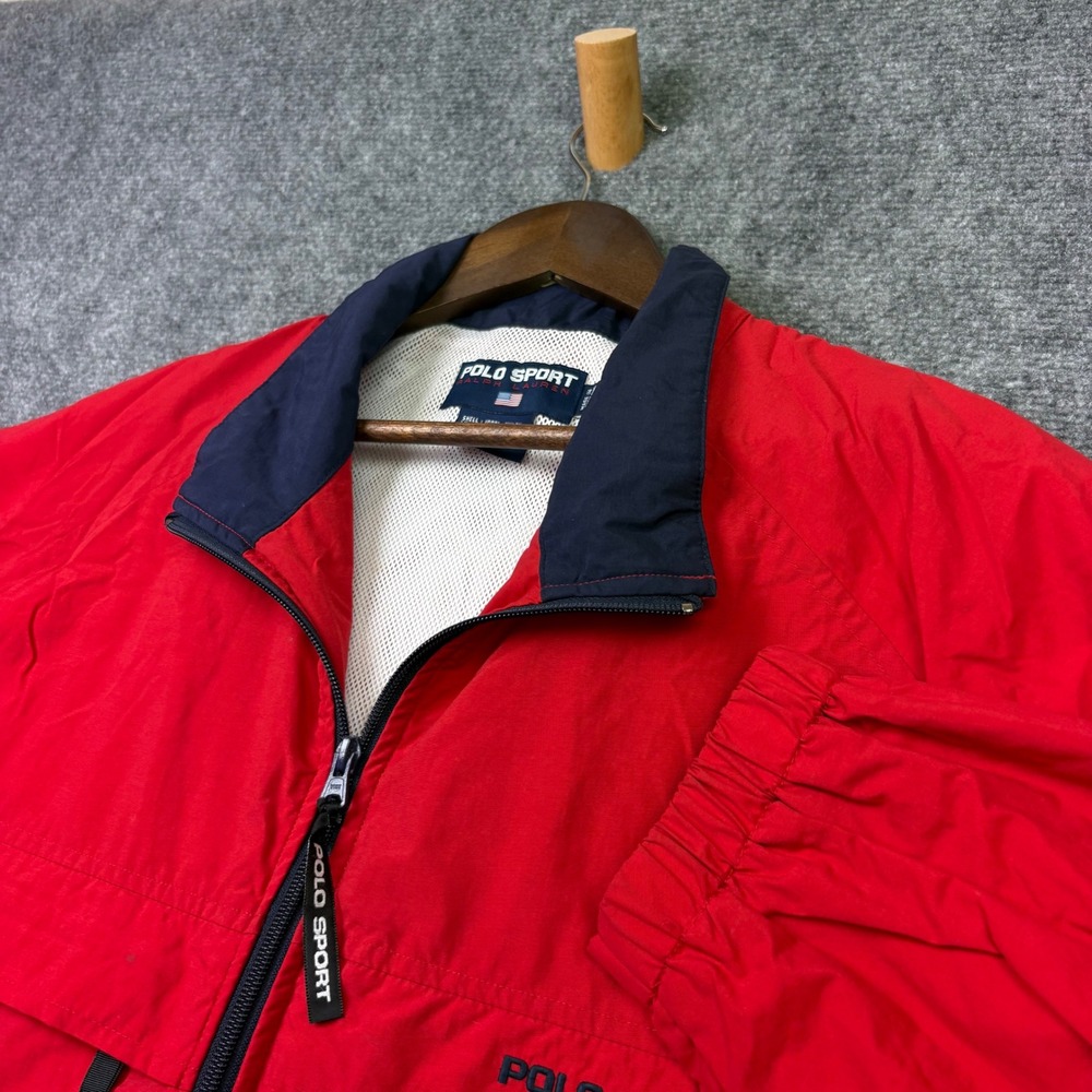 Polo Sport Ralph Lauren Jacket Mens L Red Windbreaker Mesh Lined Vintage 90s